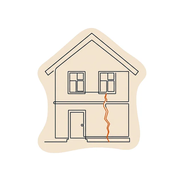 Façade de maison traversée par une fissure verticale sous une fenêtre