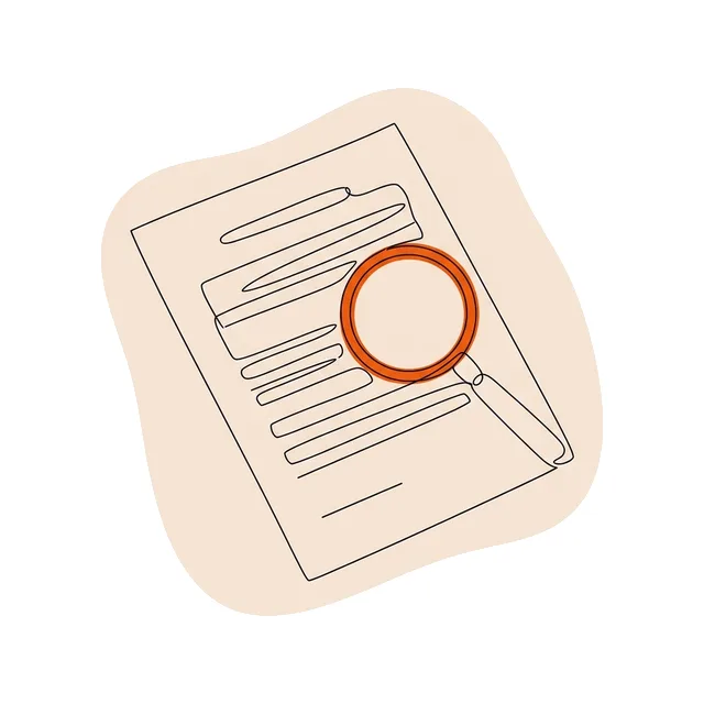 Feuille de contrat sous une loupe